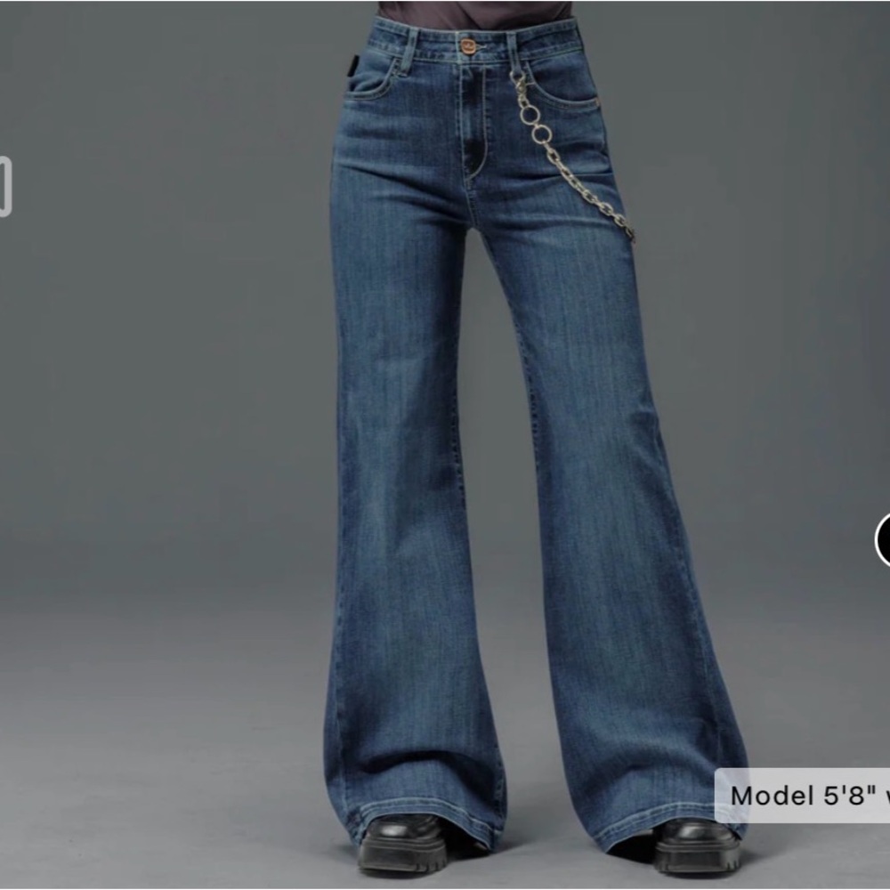 JNCO Dark Blue Flare Jeans with Chain Detail